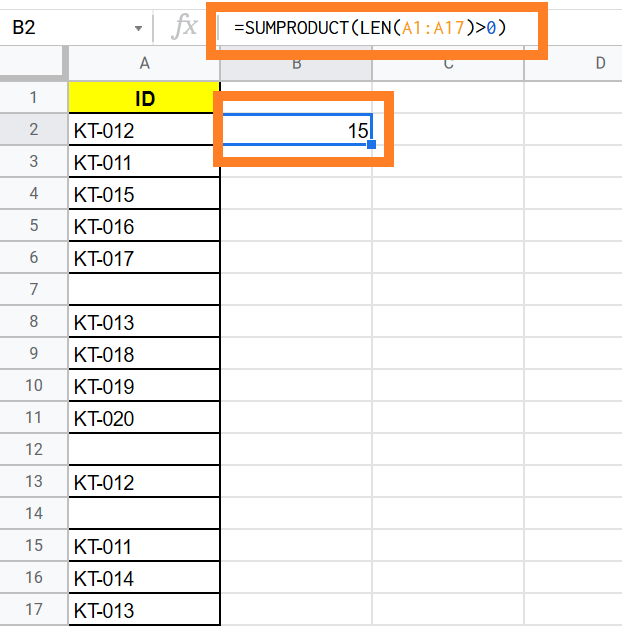 How to Count Cells If Not Blank in Google Sheets
