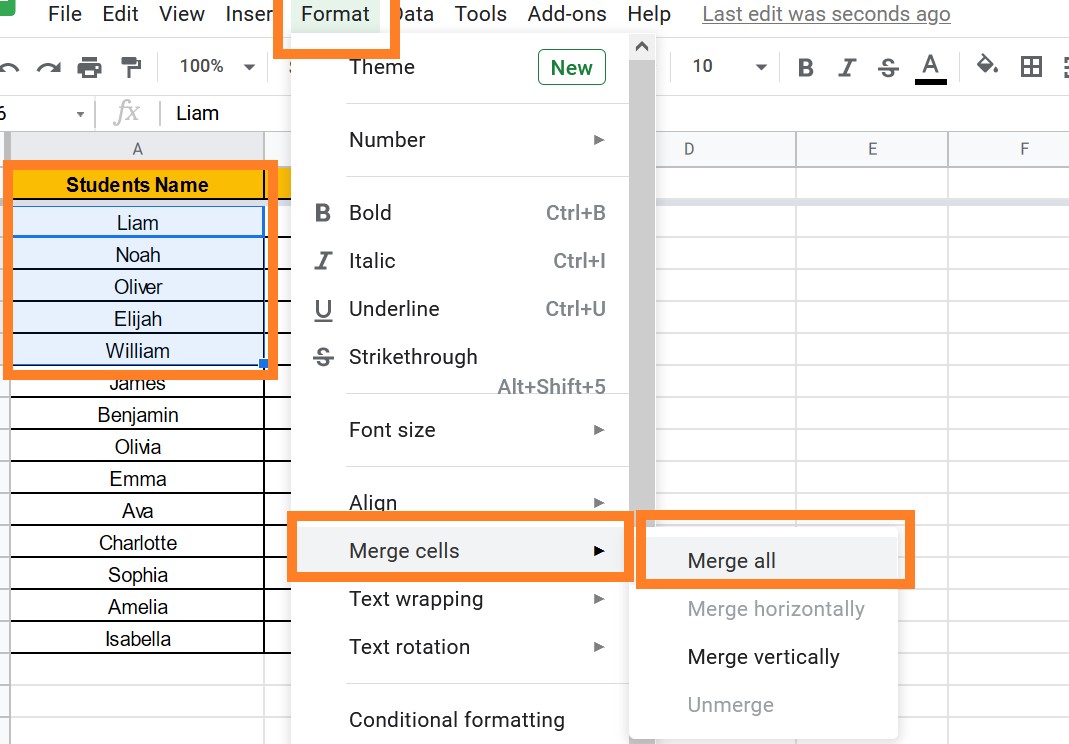 How to Quickly Merge Cells in Google Sheets