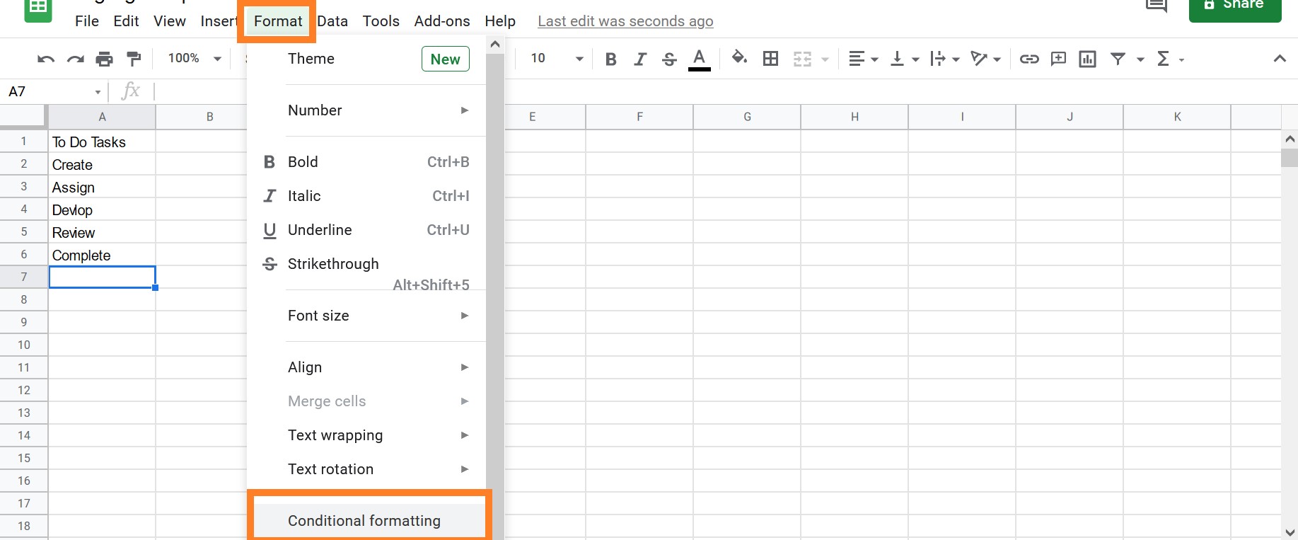 How to Strikethrough in Google Sheets
