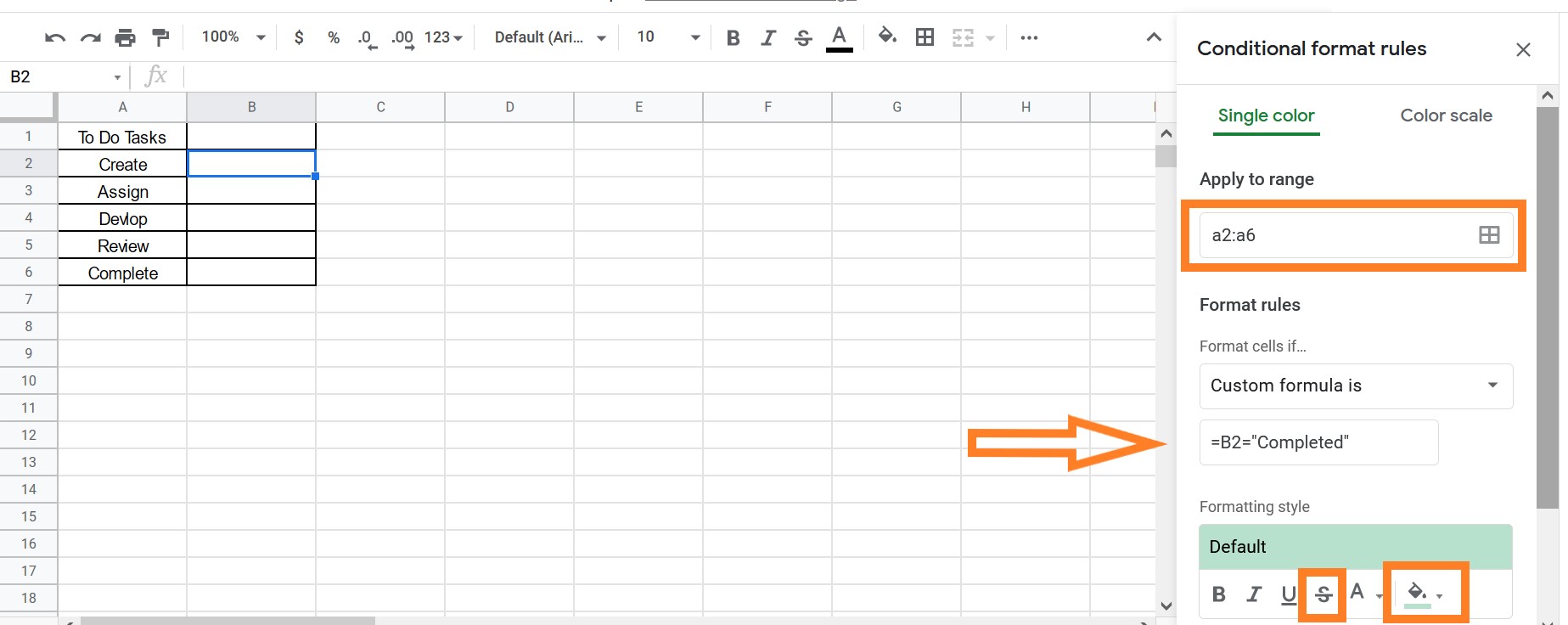 How to Strikethrough in Google Sheets