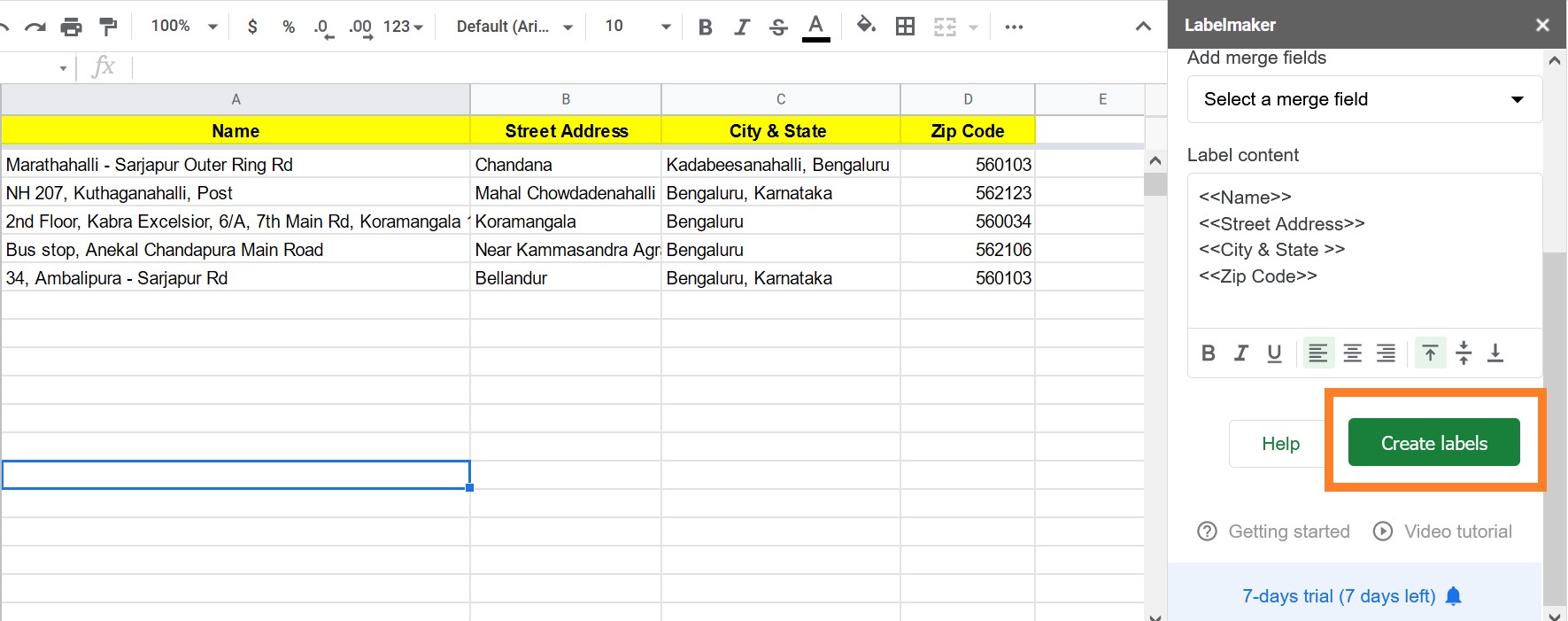 How to Print Labels from Google Sheets