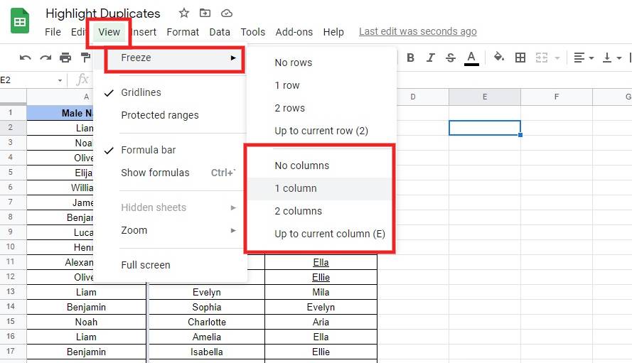 How to Quickly Freeze Lock Rows in Google Sheets (1)