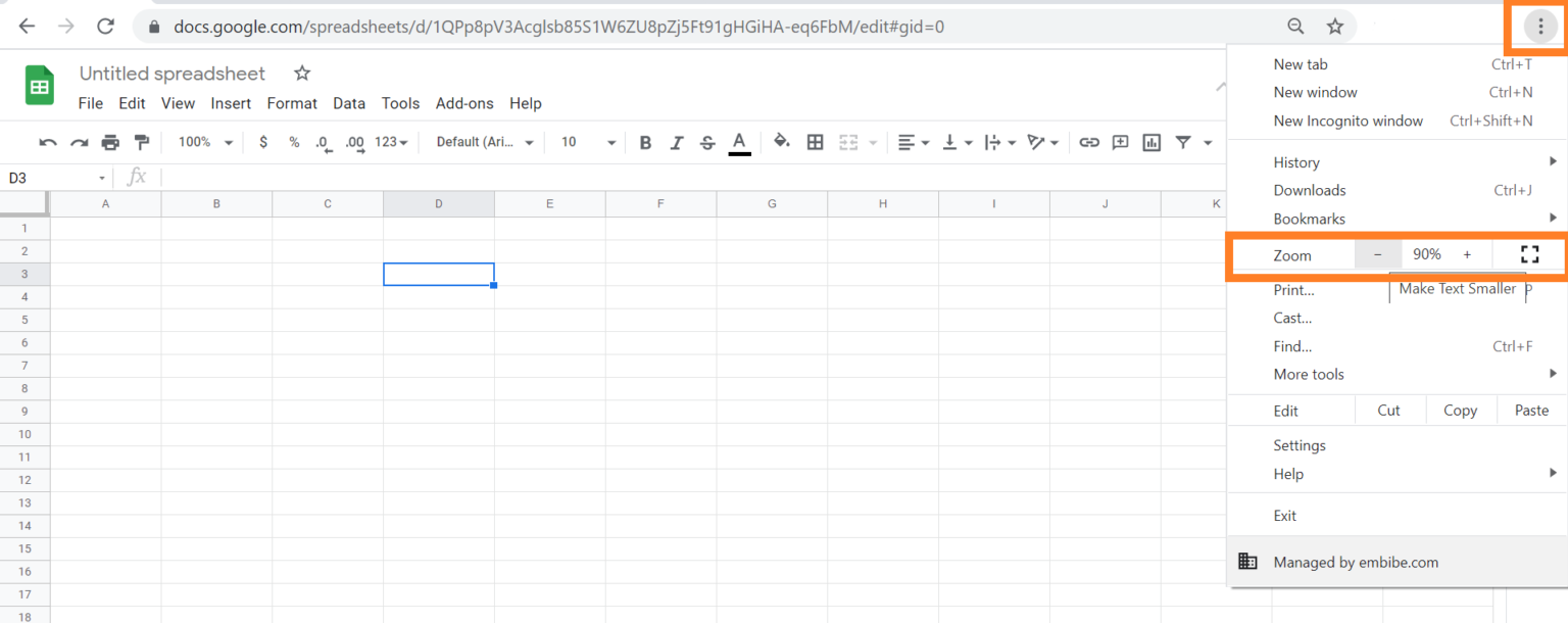 How to ZoomIn and ZoomOut in Google Sheets (Shortcuts) Google