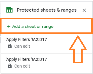 how to protect range of cells in google sheets