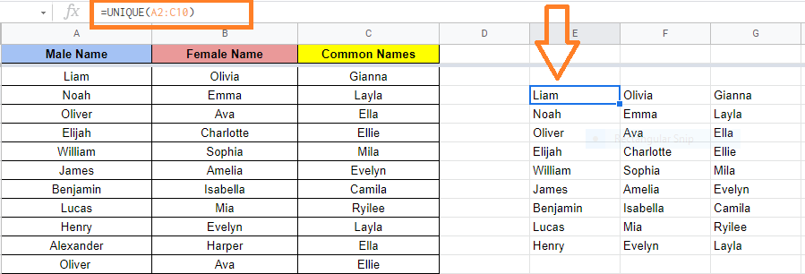 remove duplicates in google sheets