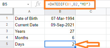 calculate age google sheets 