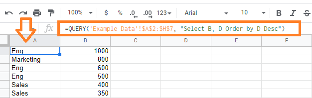 query function in google sheets