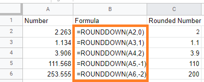 round number google sheets