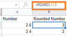 round number google sheets