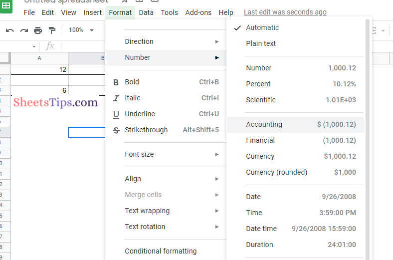 accounting in google sheets
