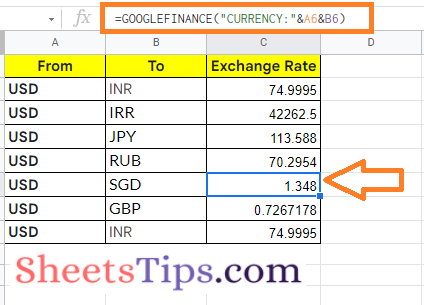 convert currency in google sheets