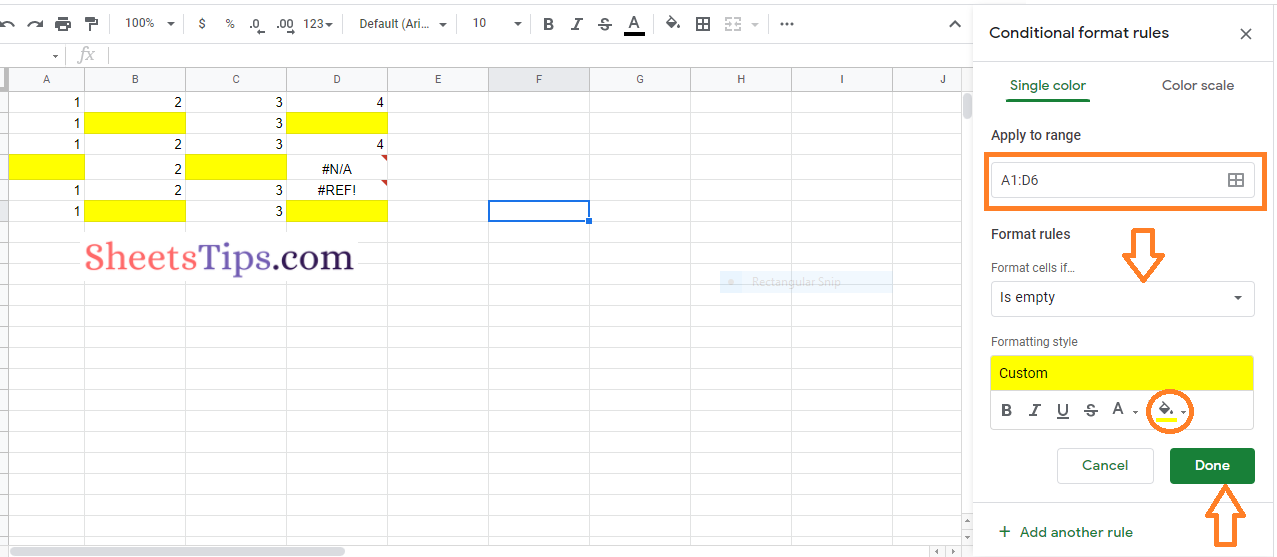 how to highlight blank and error cells in google sheets2
