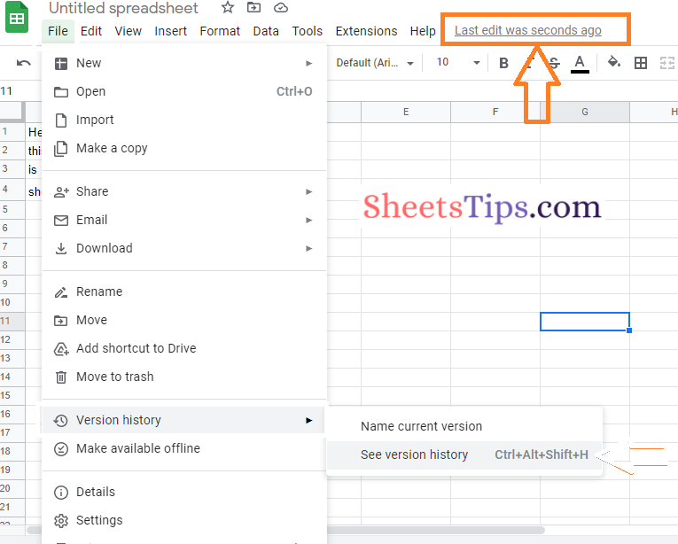 how to see version history in google sheets