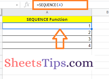 sequence function in google sheets