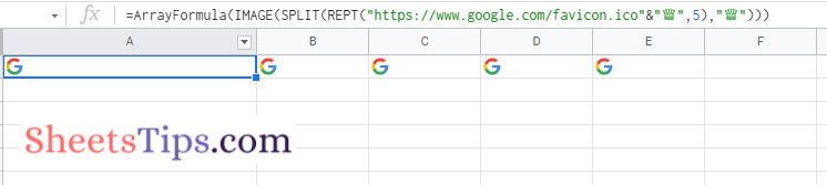array formula for repeating images in Google Sheets