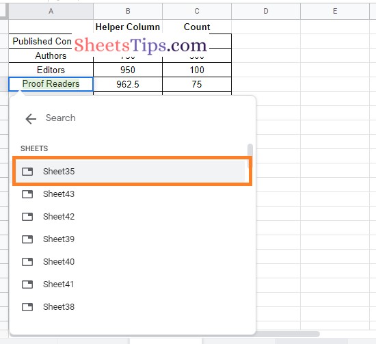 Jump To Cell Range in Google Sheets