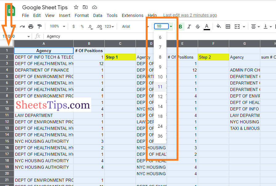 How To Change Font Size in Google Sheets