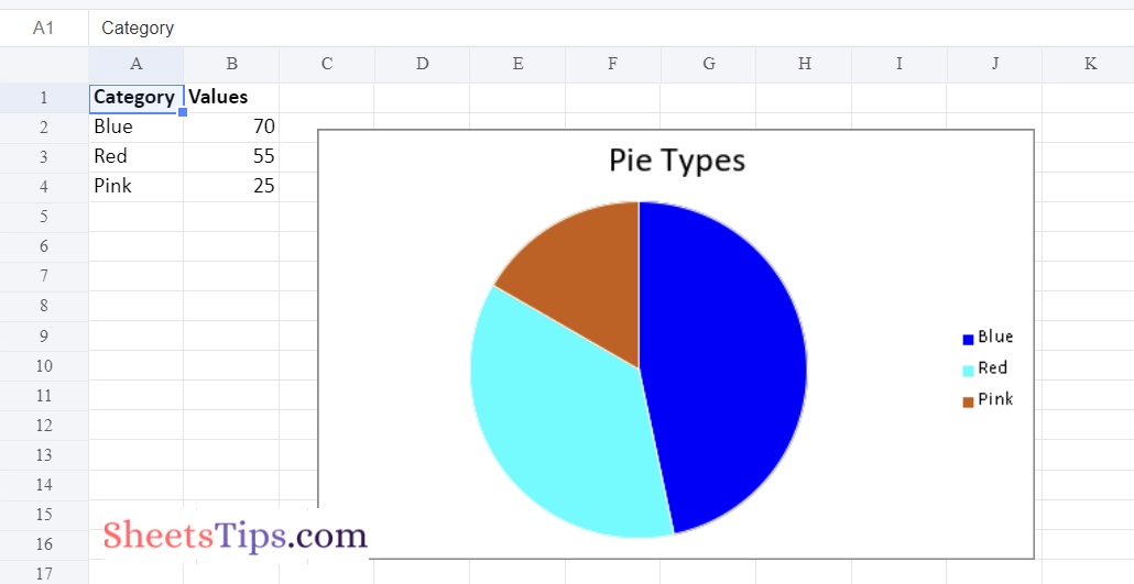 pie chart with user defined colors