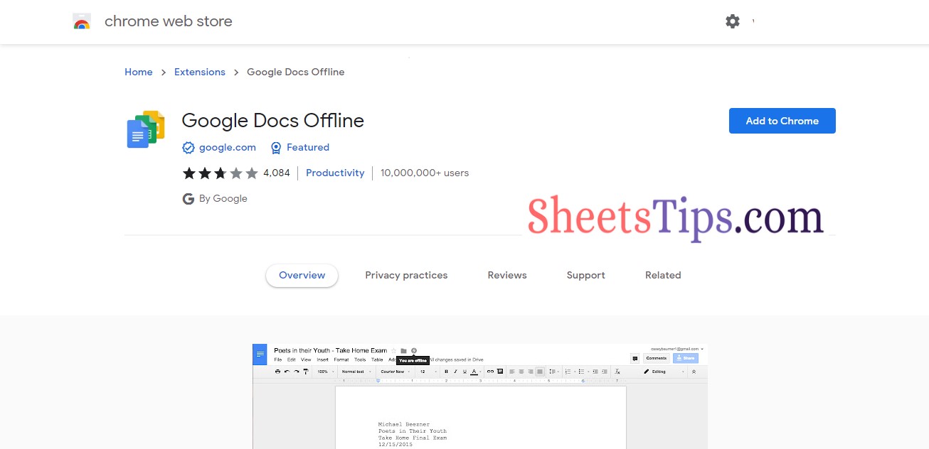 work-offline in google sheets