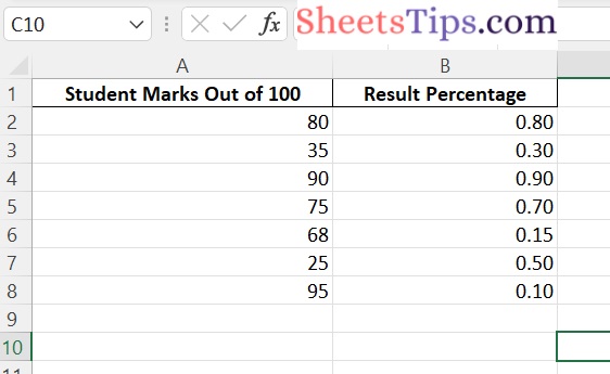 output column excel file without index