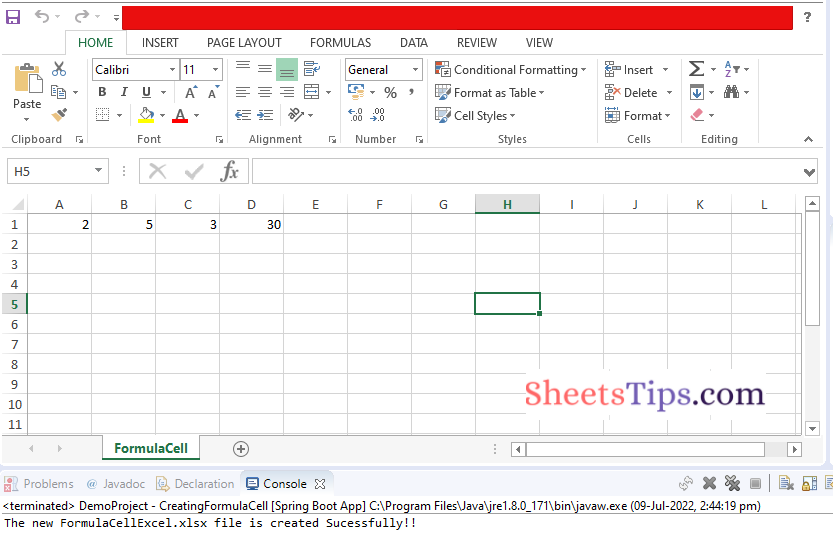 Creating Formula Cell In Excel