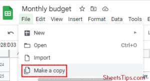 Google Sheets monthly template step 